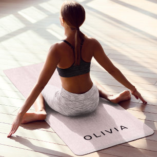 Tapis De Yoga Monogramme rose et nom personnalisé   Personnalisé
