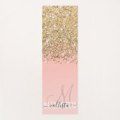 Tapis De Yoga Monogramme rose Fille Chic Gold Confetti (Devant)