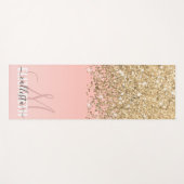 Tapis De Yoga Monogramme rose Fille Chic Gold Confetti (Devant (Horizontal))