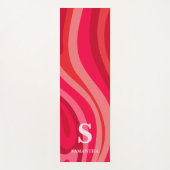 Tapis De Yoga Monogramme rose rouge moderne (Devant)