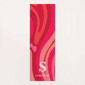 Tapis De Yoga Monogramme rose rouge moderne (Dos)