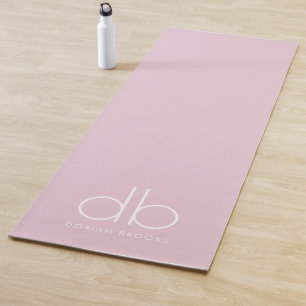 Tapis De Yoga Monogramme rose vif élégant minimaliste moderne Yo