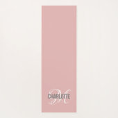 Tapis De Yoga monogramme rose vif moderne nom yoga mat (Dos)