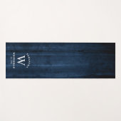 Tapis De Yoga Monogramme rustique Marine Bois bleu (Devant (Horizontal))