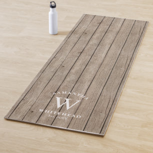 Tapis De Yoga Monogramme rustique Yoga Mat de bois clair