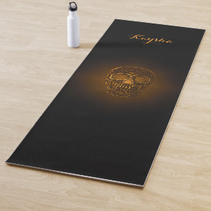 Tapis De Yoga Monogramme stylistique moderne gothique du crâne