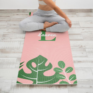 Tapis De Yoga Monogramme tendance Feuille tropicaux