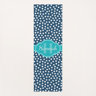 Tapis De Yoga Monogramme Turquoise de Motif à pointes blanches d