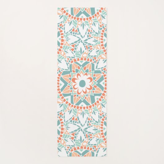 Tapis De Yoga Monogramme Turquoise Mandala Peach (Dos)
