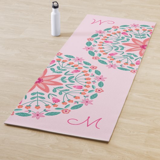 Tapis De Yoga Monogramme végétal Mandala Floral (En situation)