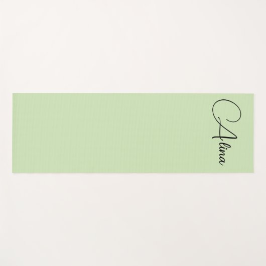 Tapis De Yoga monogramme vert clair et noir (Devant (Horizontal))