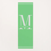 Tapis De Yoga Monogramme vert et blanc doux minimal (Devant)