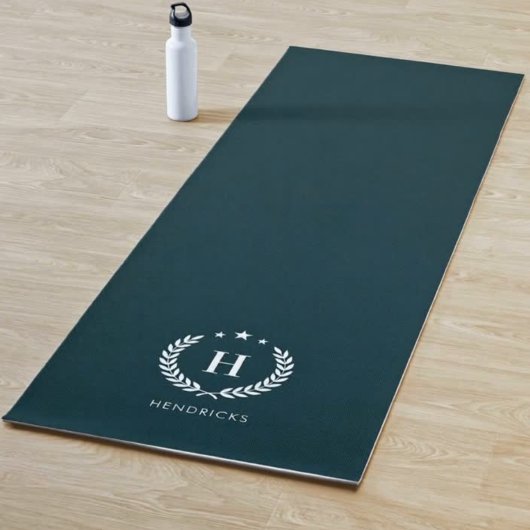 Tapis de Yoga Monogramme Vert Foncé Élégant Modern