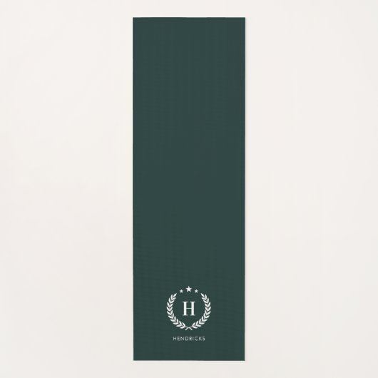 Tapis de Yoga Monogramme Vert Foncé Élégant Modern (Devant)