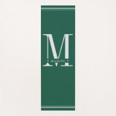 Tapis De Yoga Monogramme vert foncé et blanc minimal (Devant)