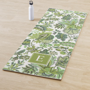 Tapis De Yoga Monogramme Vintage de saumons verts
