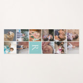 Tapis De Yoga Monographie 11 moderne et monogramme aqua (Devant (Horizontal))