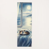 Tapis De Yoga Moonlit Coastal Bedroom with Sleeping Cat (Dos)