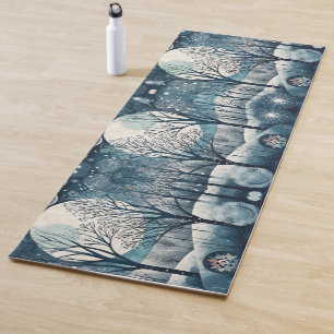 Tapis De Yoga Moonlit Nordic Forest, personnalisable