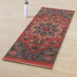Tapis De Yoga Moquette florale orientale d'antiquité persane tur