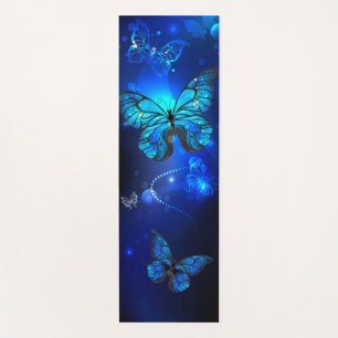 Tapis De Yoga Morpho Butterfly in the Dark Background