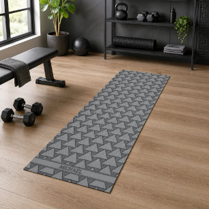 Tapis De Yoga Mosaïque de Triangle Monochrome Nom Personnalisé