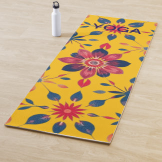 Tapis De Yoga Mosaïque florale folklorique vibrante