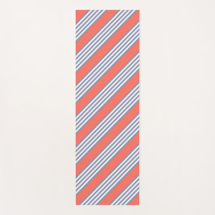 Tapis De Yoga Motif à cinq bandes bleu-gris avec corail vivant