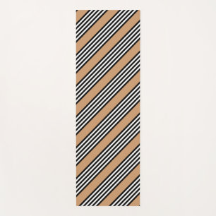 Tapis De Yoga Motif à cinq bandes noir et blanc avec bronzage