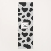Tapis De Yoga Motif à fausse fourrure de vache noire et blanche (Devant)