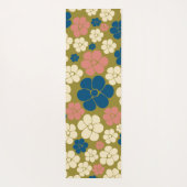 Tapis De Yoga Motif à fleurs - Bleu, Vert olive, Rose et Crème (Dos)