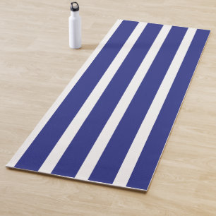 Tapis De Yoga Motif à rayures bleu et blanc marine