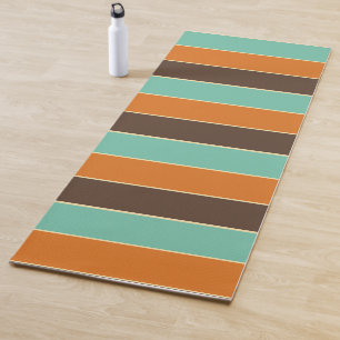 Tapis De Yoga Motif à rayures vert, noir et orange