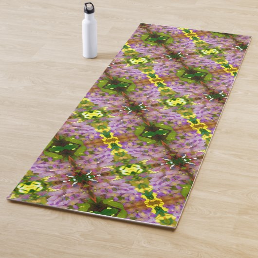 Tapis De Yoga Motif Abstrait de fleurs de glycine violette (En situation)