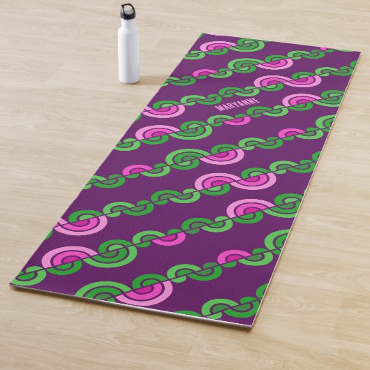 Tapis De Yoga motif Abstrait de fleurs vert pourpre (En situation)