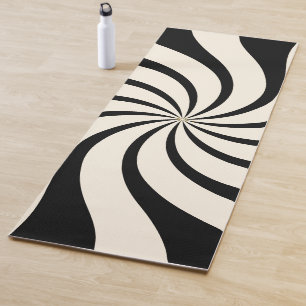 Tapis De Yoga Motif Abstrait en noir et amande