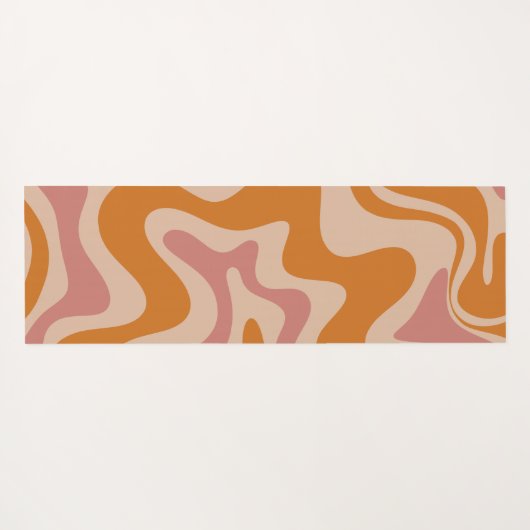 Tapis De Yoga Motif Abstrait Orange Rose rétro (Dos (Horizontal))
