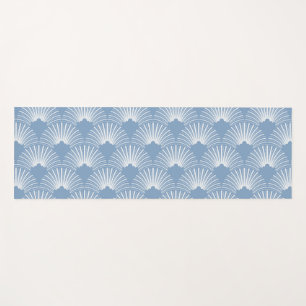 Tapis De Yoga Motif Art déco blanc et bleu