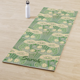 Tapis De Yoga Motif Art Nouveau vintage de lotus et de pavots