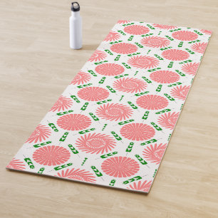 Tapis De Yoga motif aux fleurs roses