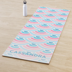 Tapis De Yoga Motif bleu Vague bleu Aqua Rose sur mesure