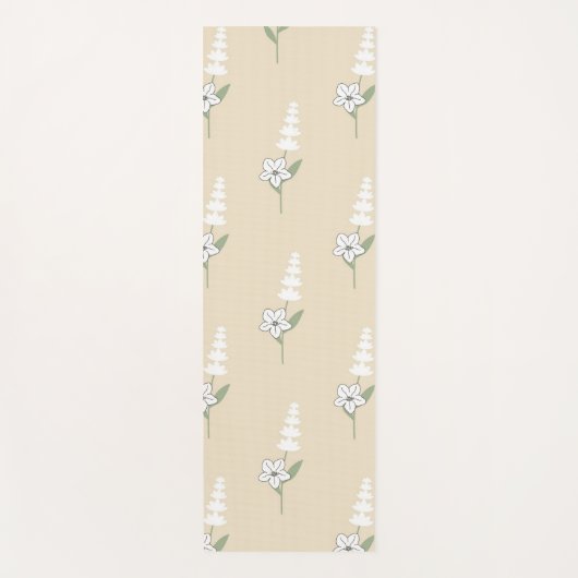 Tapis De Yoga Motif botanique beige floral (Devant)