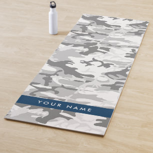 Tapis De Yoga Motif camouflage gris neige d'hiver Personnalisez