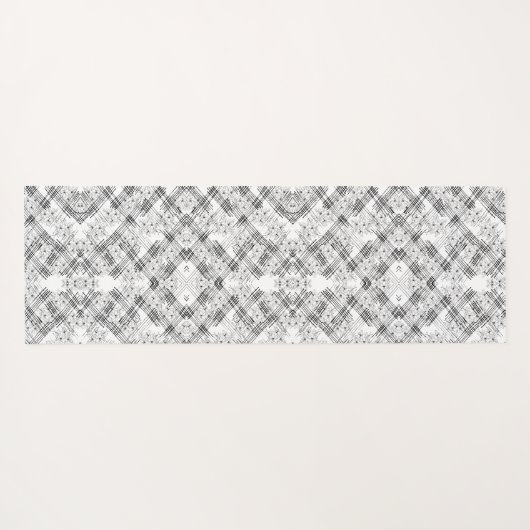 Tapis De Yoga Motif chic noir et blanc rayures et fleurs (Dos (Horizontal))