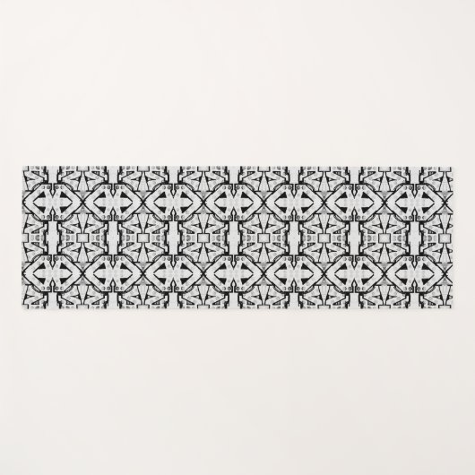 Tapis De Yoga Motif Cool noir et blanc rustique (Devant (Horizontal))