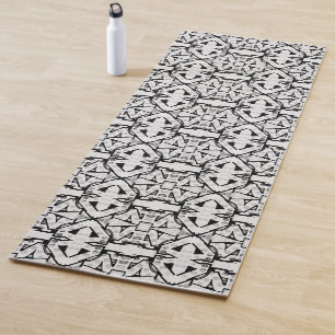 Tapis De Yoga Motif Cool noir et blanc rustique