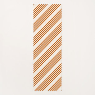Tapis De Yoga Motif couleur orange brun et beige cinq rayures