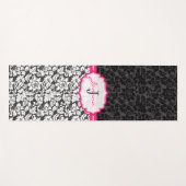 Tapis De Yoga Motif Damas Noir Et Blanc (Devant (Horizontal))