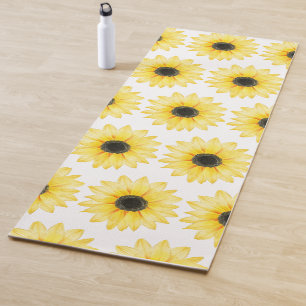 Tapis De Yoga Motif d'aquarelle de tournesol jaune
