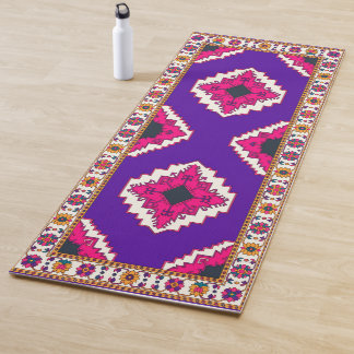 Tapis De Yoga Motif d'art folklorique boho géométrique violet vi